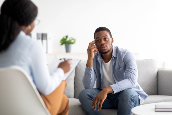 two person talking in the room