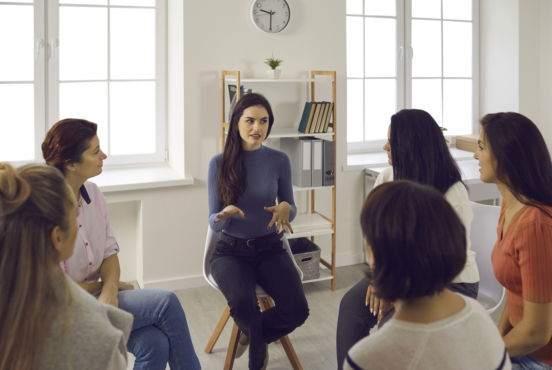 group of people talking